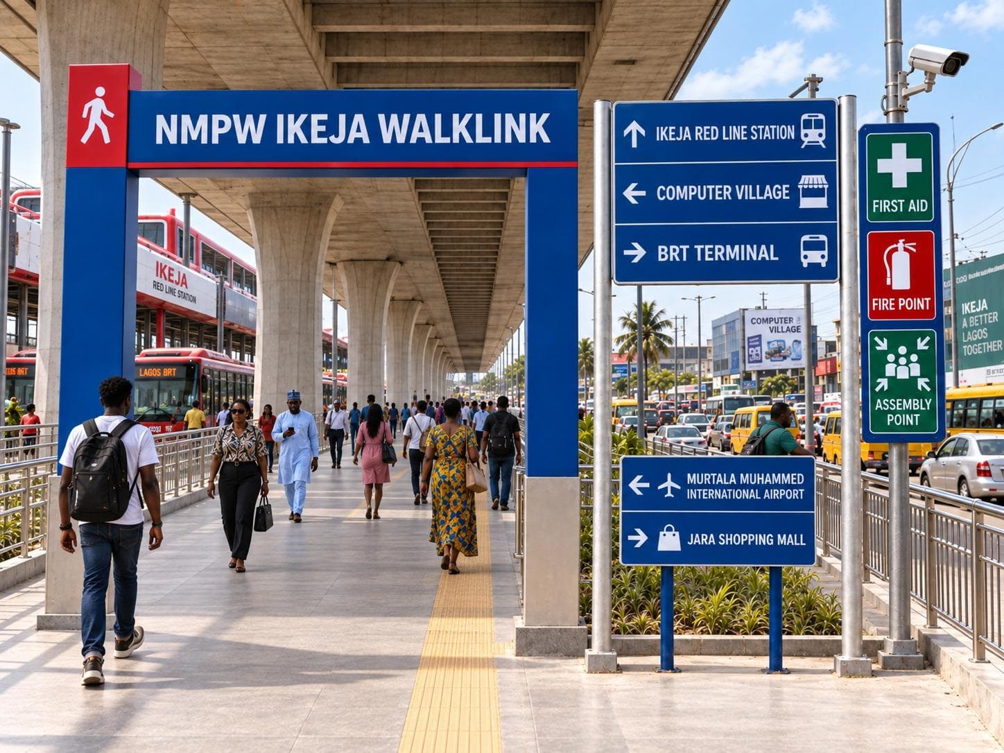People walking through NMPW infrastructure